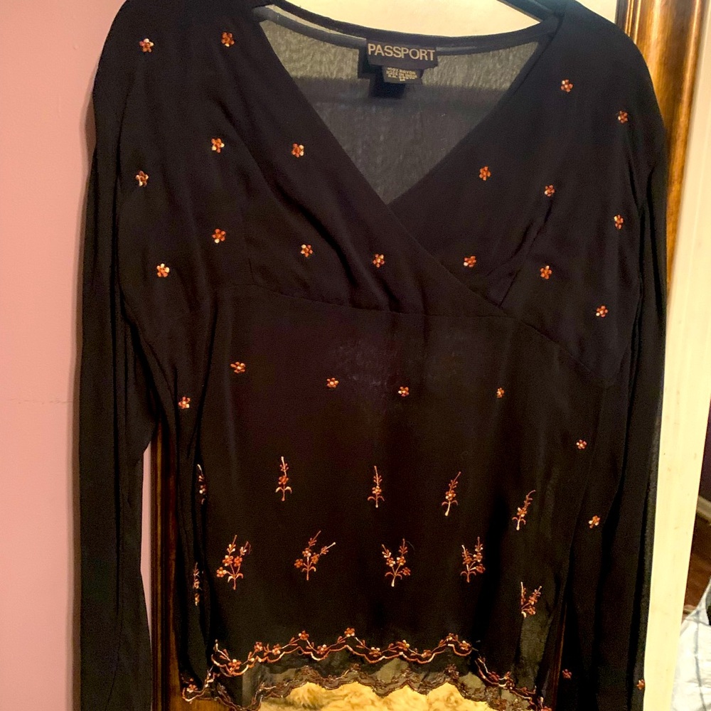Adorable, black sheer top. SKIRT SOLD SEPERATE